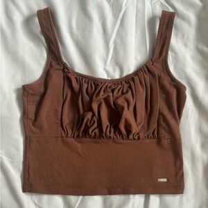 Hollister Brown Ruched Crop Top